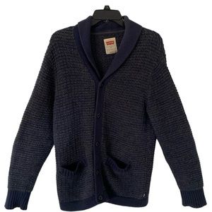 Levi’s Men’s Unisex Cardigan Cotton Wool Blend Shawl Collar Dark Navy Blue